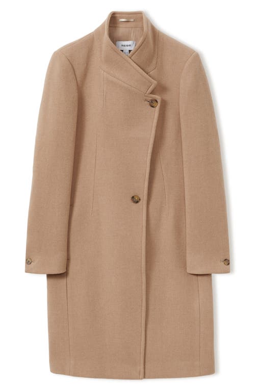 Shop Reiss Maude Double Breasted Wool Blend Coat In Light Camel