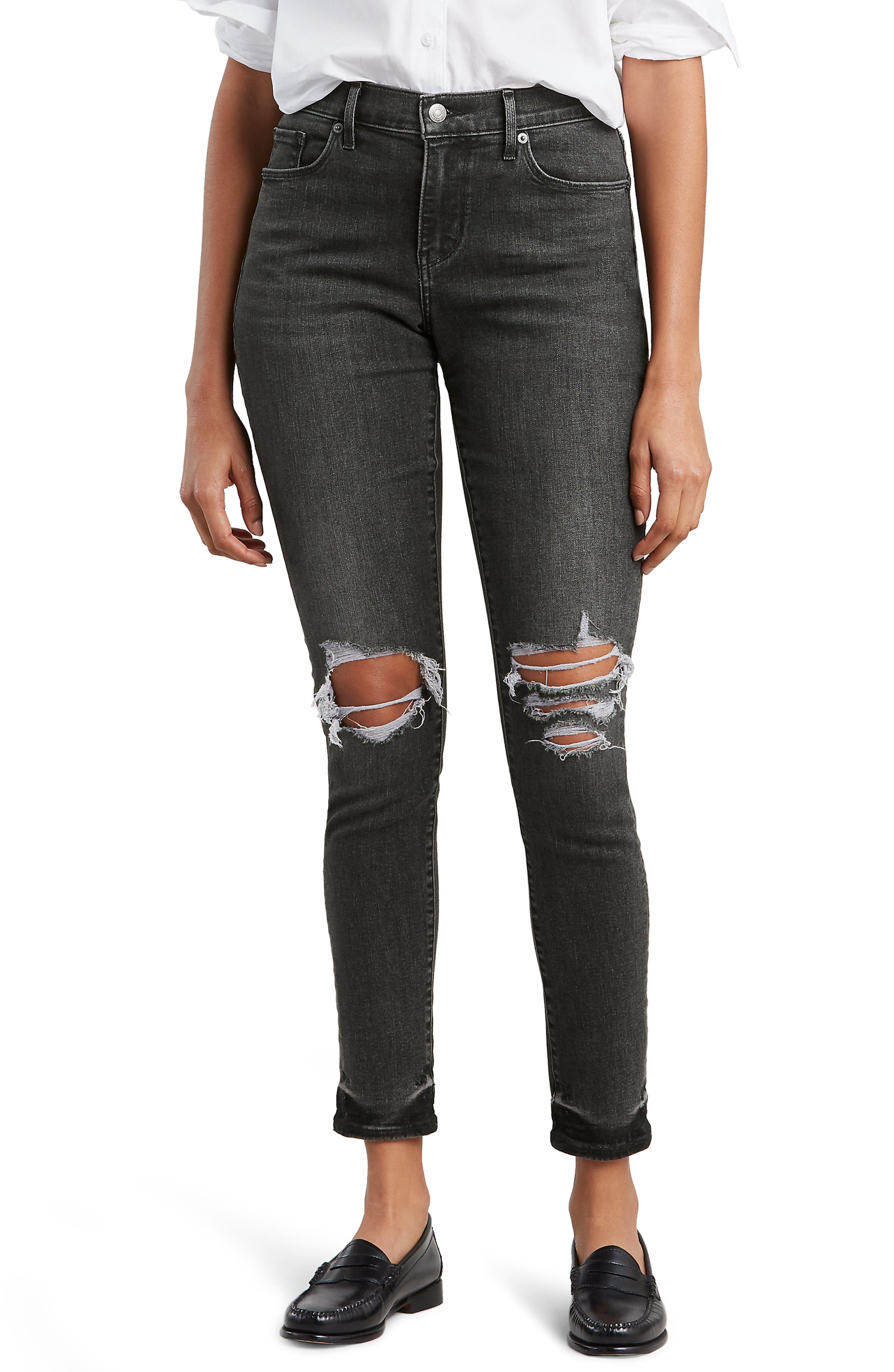black ripped jeans levis