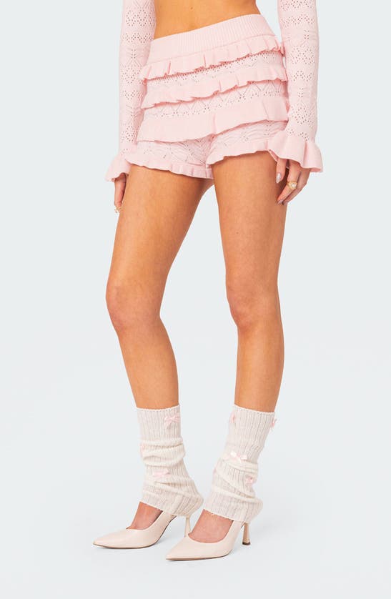 EDIKTED EDIKTED LINDSAY RUFFLE KNIT SHORTS