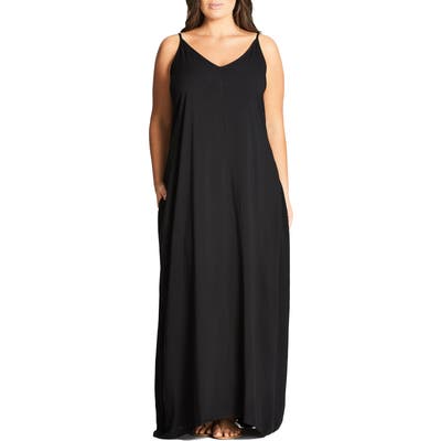 Plus Size City Chic V-Neck Maxi Dress, Black