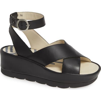 Fly London Bite Wedge Sandal - Black