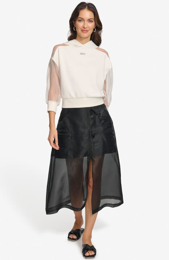 Shop Dkny Organza Cargo Skirt In Black