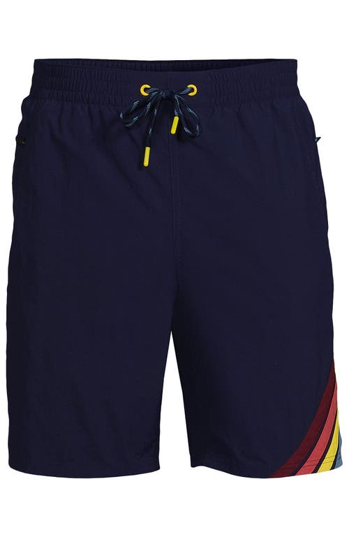 Shop Lands' End 9" Volley Swim Trunks In Deep Sea Navy Colorblock