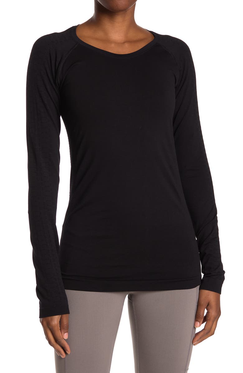 Z BY ZELLA Modo Seamless Long Sleeve T-Shirt, Main, color, BLACK