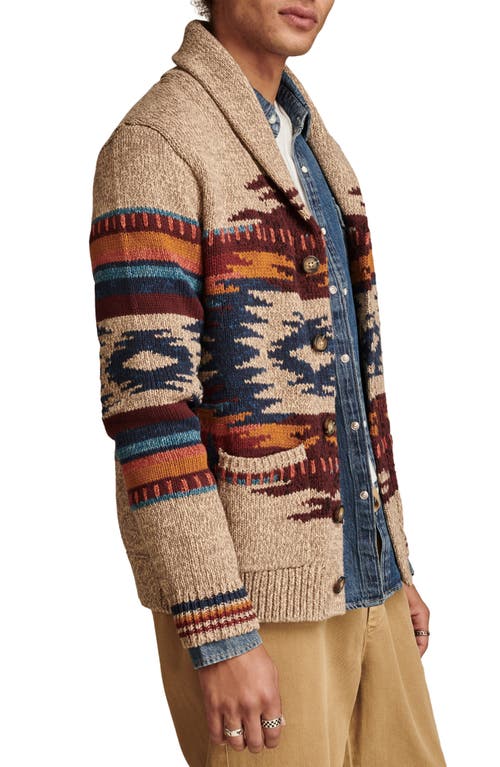 Shop Lucky Brand Southwest Shawl Collar Cardign In Natural Multi Print