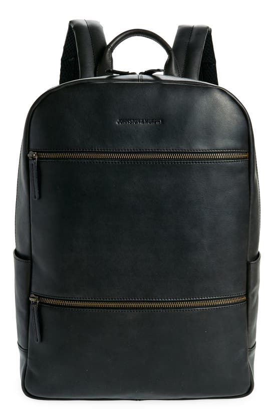 Johnston & Murphy Leather Backpack In Black