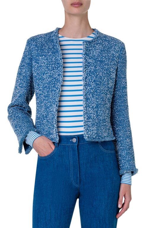 Akris punto Stretch Cotton Tweed Jacket Medium Blue Denim at Nordstrom,
