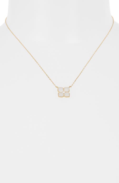 Argento Vivo Sterling Silver Mother Of Pearl Flower Pendant Necklace In Gold