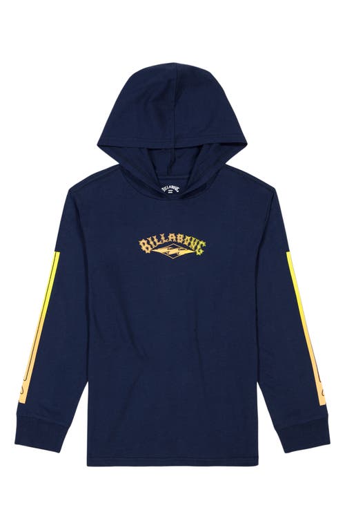 Shop Billabong Kids' Grad Long Sleeve Hooded Graphic T-shirt In Dusty Navy