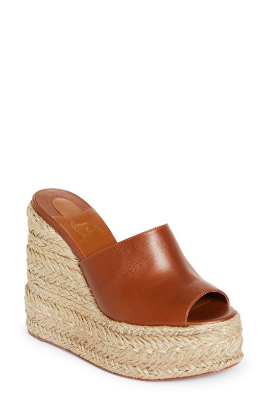 Christian Louboutin Ariella Platform Wedge Espadrille Slide In Cuoio