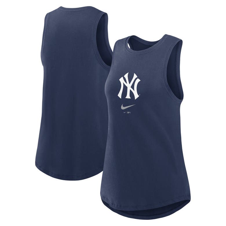 Shop Nike Navy New York Yankees Legacy Icon High Neck Fashion Tank Top