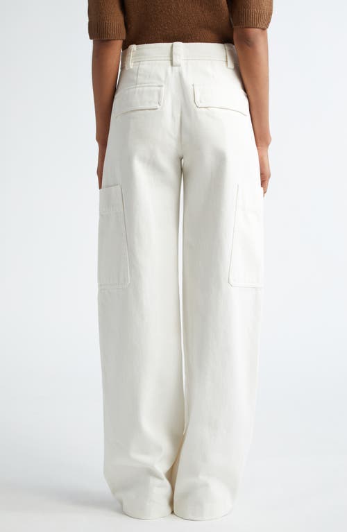 Vince Utility High Waist Wide Leg Recycled Wool Blend Pants In Off White