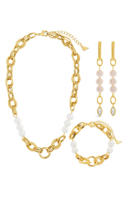 Shop Sterling Forever Ivanna Earrings, Bracelet & Necklace Set In Gold