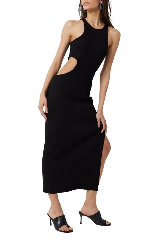 French Connection Rasha Cutout Detail Body-Con Stretch Cotton Dress in Black