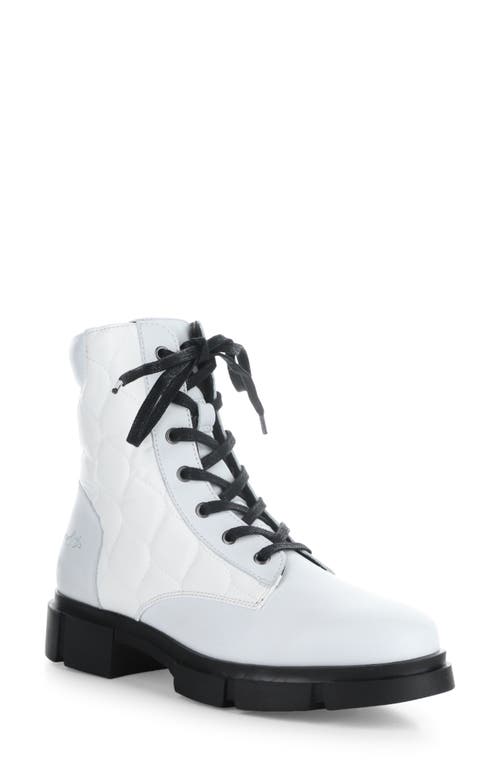 Bos. & Co. Libel Quilted Waterproof Combat Boot In White Feel/acolchoado