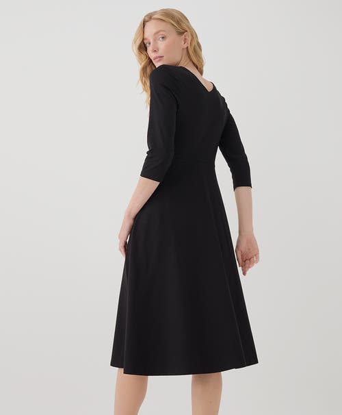 Shop Pact Organic Cotton Fit & Flare Midi Party Dress In Black