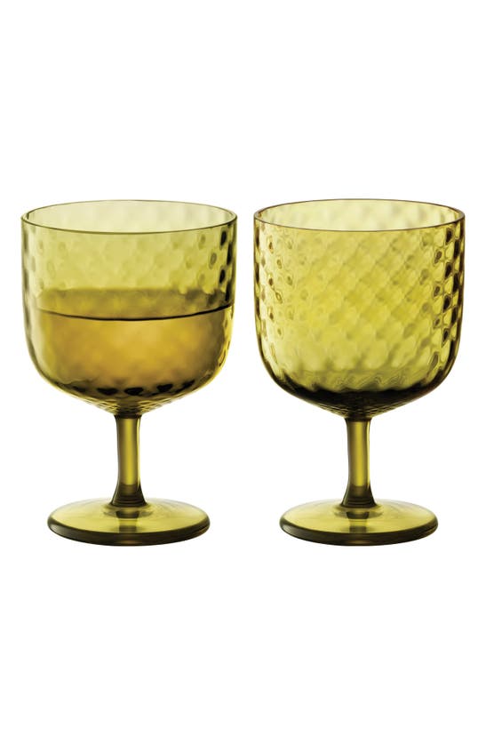 Lsa Dapple Set Of 2 Wine Glasses In Green