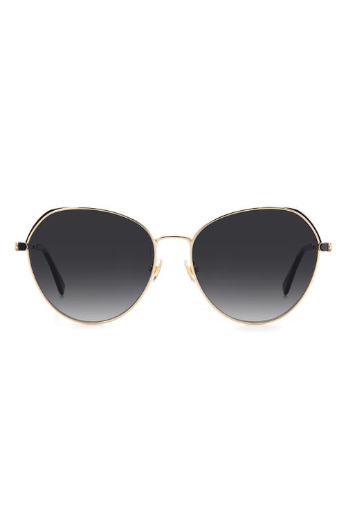 Kate Spade New York Octavia 59mm Gradient Round Sunglasses In Gold Black/grey Shaded