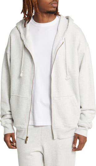 Ash grey zip online up hoodie