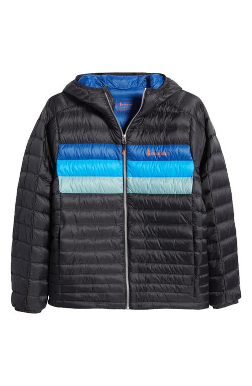 Fuego Water Resistant 800 Fill Power Down Jacket in Black Pacific Stripes