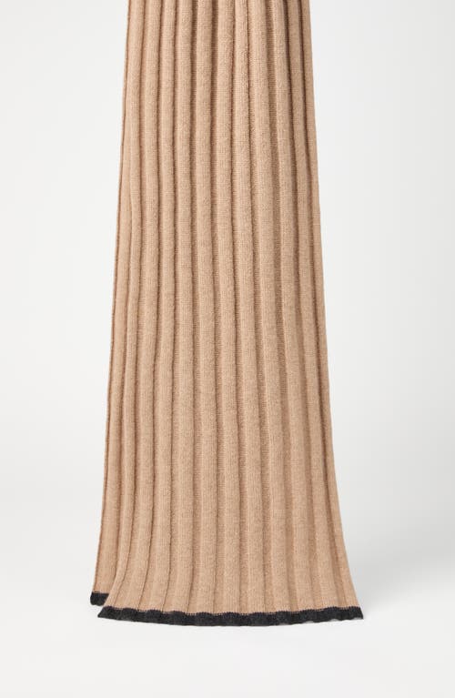 Shop Brunello Cucinelli Cashmere Rib Knit Scarf In Stone Grey