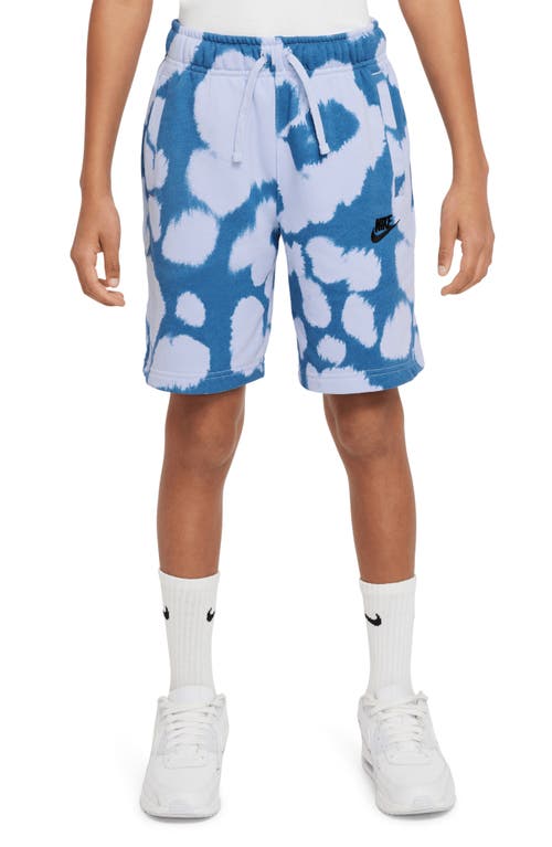 Nike Kids' Print French Terry Shorts in Light Marine/Black at Nordstrom, Size Xl