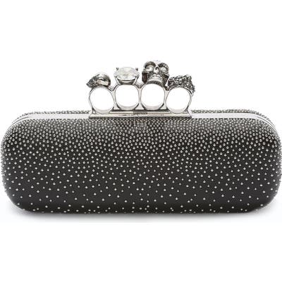 Alexander Mcqueen Studded Lambskin Leather Knuckle Clutch - Black