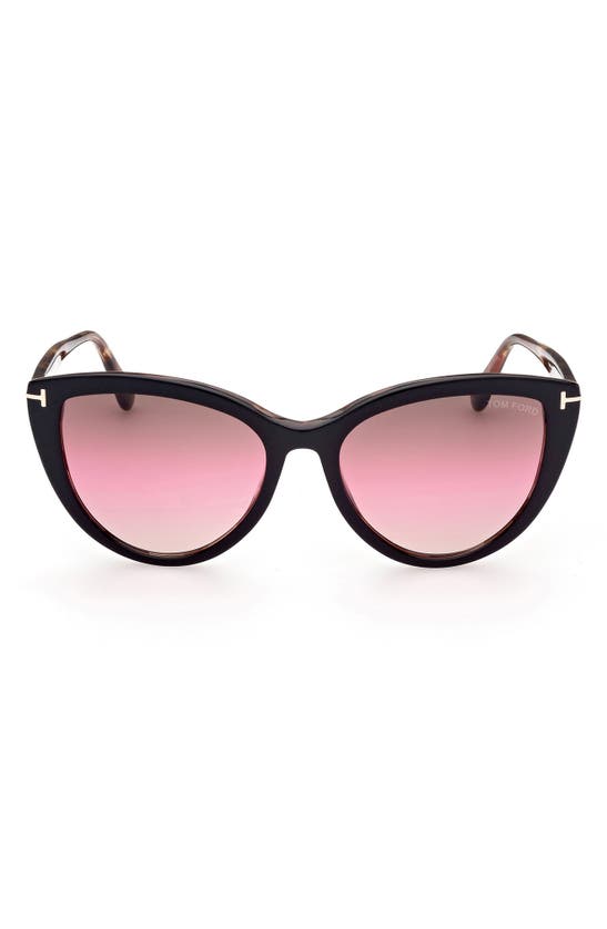 Tom Ford Isabella 56mm Cat Eye Sunglasses In Sblk/ Brng
