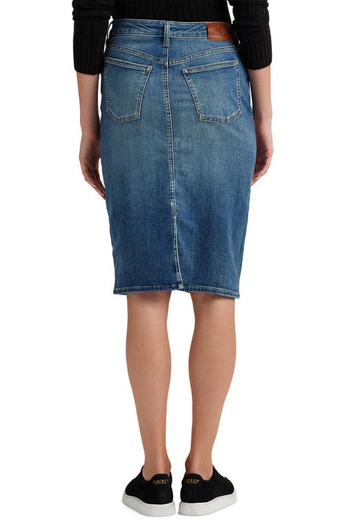 Shop Lauren Ralph Lauren Denim Skirt In Sunset Indigo Wash