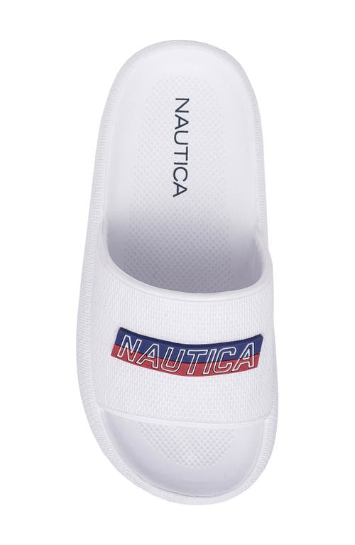 Shop Nautica Kids' Slide Sandal In White/navy/red