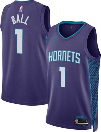 Nike Men's 2022-23 City Edition Charlotte Hornets LaMelo Ball #1 Black Cotton T-Shirt, Large