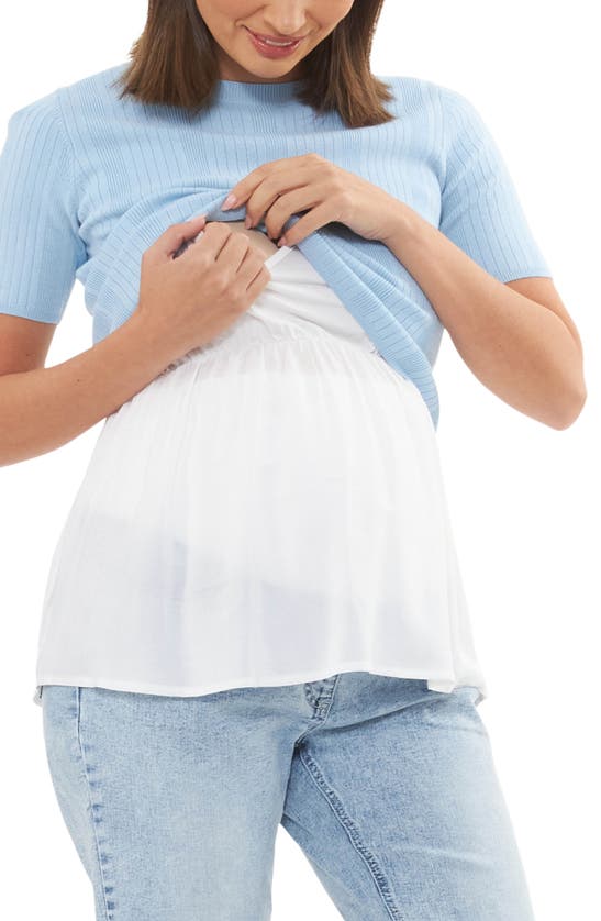 Shop Ripe Maternity Franki Maternity Sweater With Detachable Nursing Underlay In Sky Blue