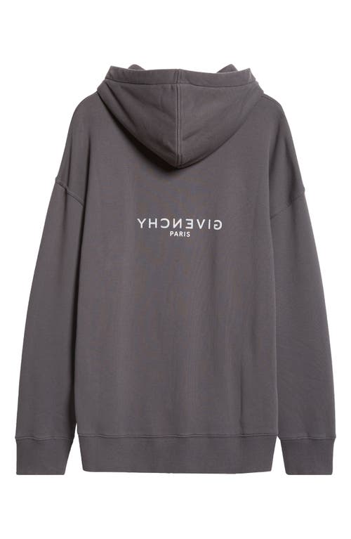 Givenchy Slim Fit Reverse Cotton Logo Hoodie In Charcoal