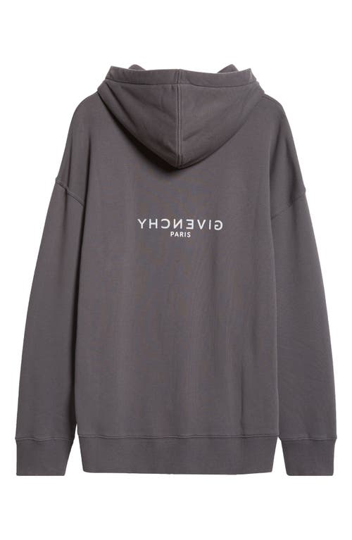 Shop Givenchy Slim Fit Reverse Cotton Logo Hoodie In Charcoal