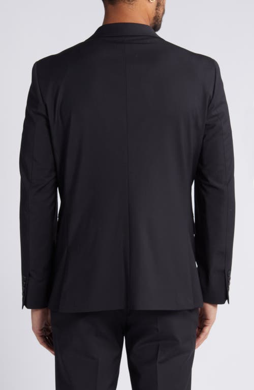 Open Edit Solid Extra Trim Wool Blend Sport Coat In Black