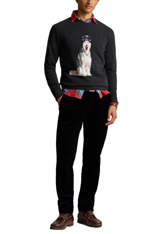 Shop Polo Ralph Lauren Husky Intarsia Cashmere Sweater In Dark Granite Heather