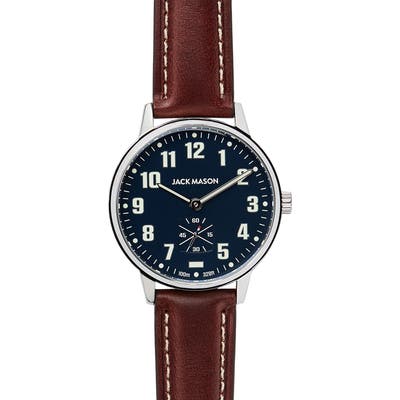 Jack Mason Field Leather Strap Watch,