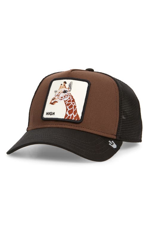 . High Giraffe Trucker Hat in Coffee