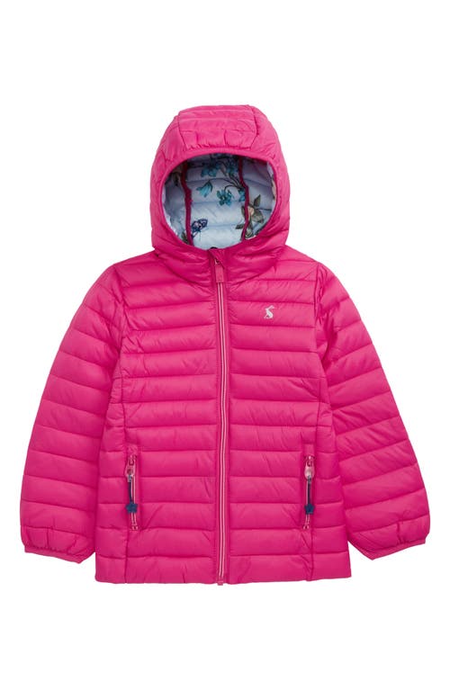 Joules Kids' Reversible Hooded Puffer Jacket in Bright Pink