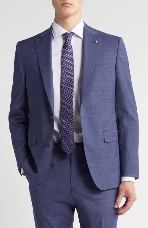 Shop Jack Victor Blue Mélange Plaid Wool Suit In Med Blue