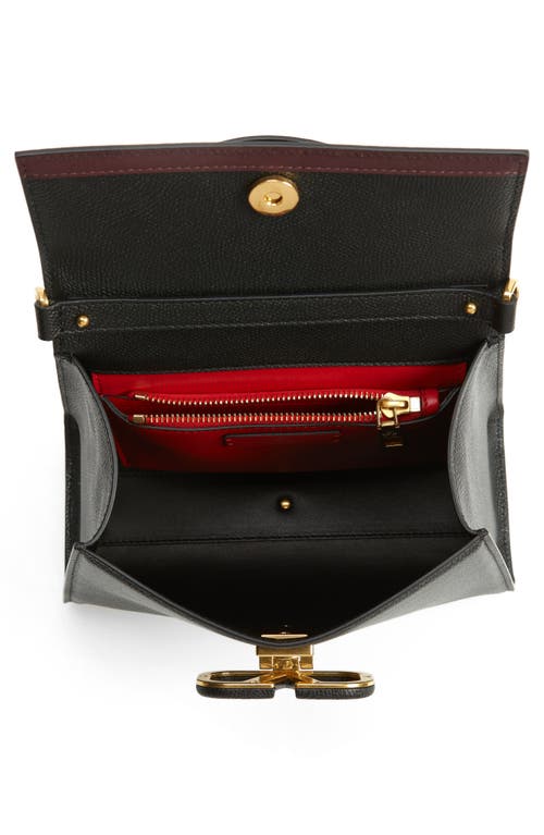 Valentino Garavani Vsling Leather Top Handle Bag In R82 Nero/rubin