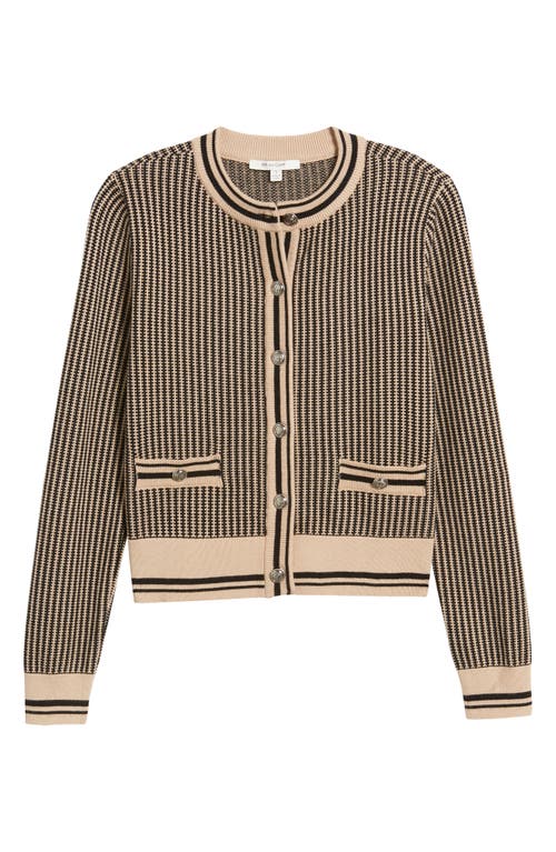 Shop Zoe And Claire Contrast Trim Cardigan In Taupe/black