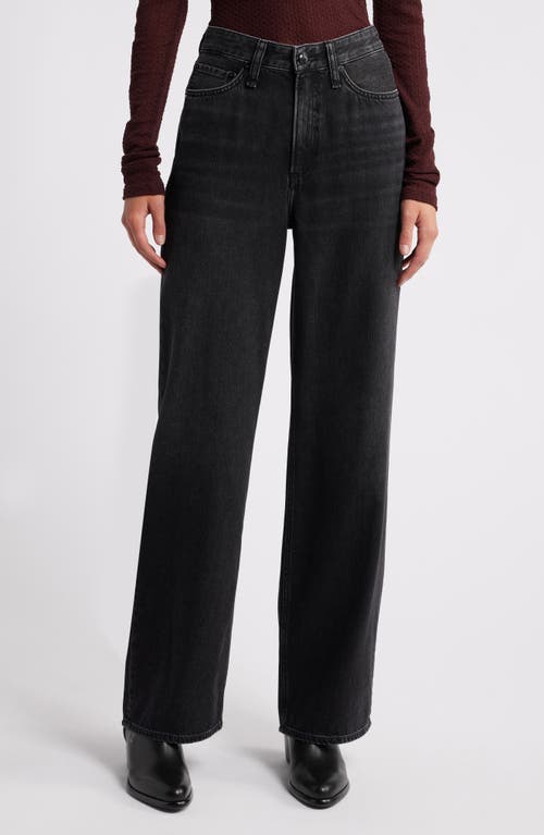 Shop Rag & Bone Featherweight Logan Mid Rise Wide Leg Jeans In Jet Black