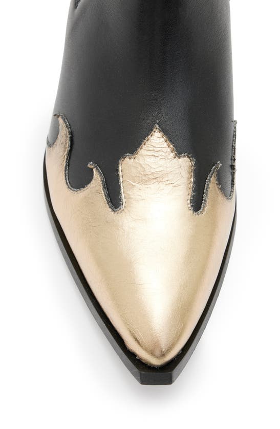 Shop Allsaints Dellaware Pointed Toe Chelsea Boot In Black/ Gold