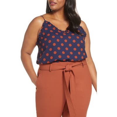 Plus Size Halogen Ruffle Trim Camisole, Blue