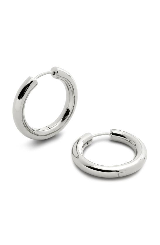 Shop Monica Vinader Medium Essential Tube Hoop Earrings In Sterling Silver