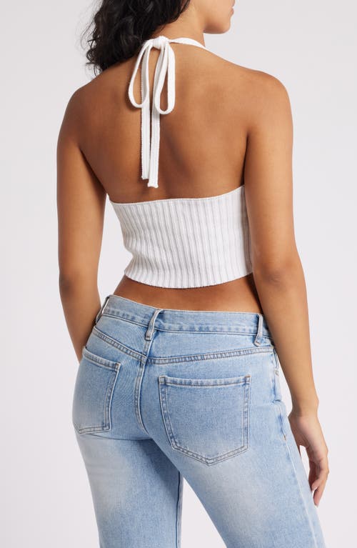 Shop Pacsun Pixie Rib Crop Halter Top In Bright White