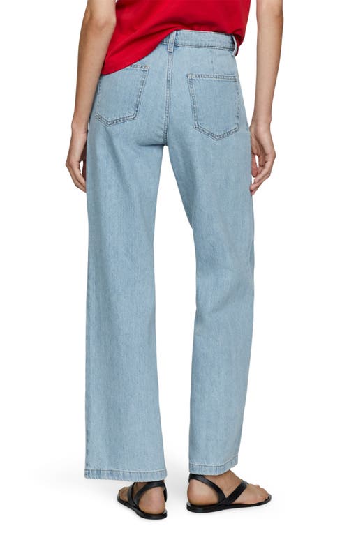 Mango Pleat Straight Leg Jeans In Medium Blue
