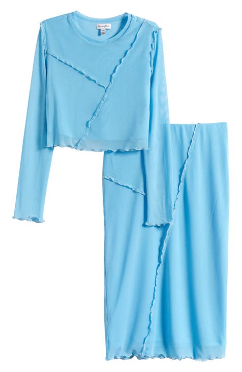 Kids' Seam Detail Long Sleeve Top & Skirt Set (Big Kid)