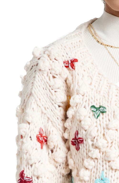 Saachi Aria Popcorn Knit Cardigan In Ivory